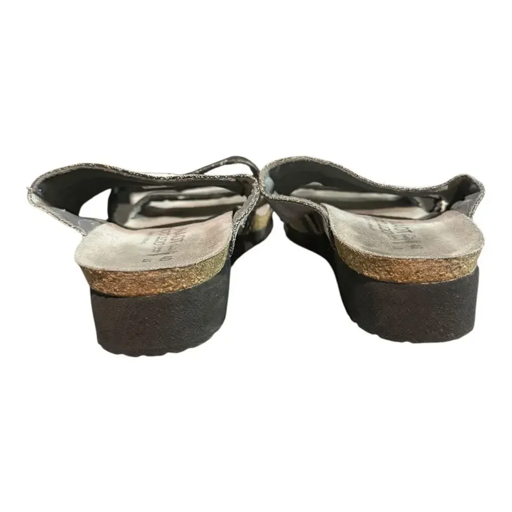 Naot Women’s Brenda Gray Wedge Sandals Size 40 US 9 Comfort Casual Slip On Shoe